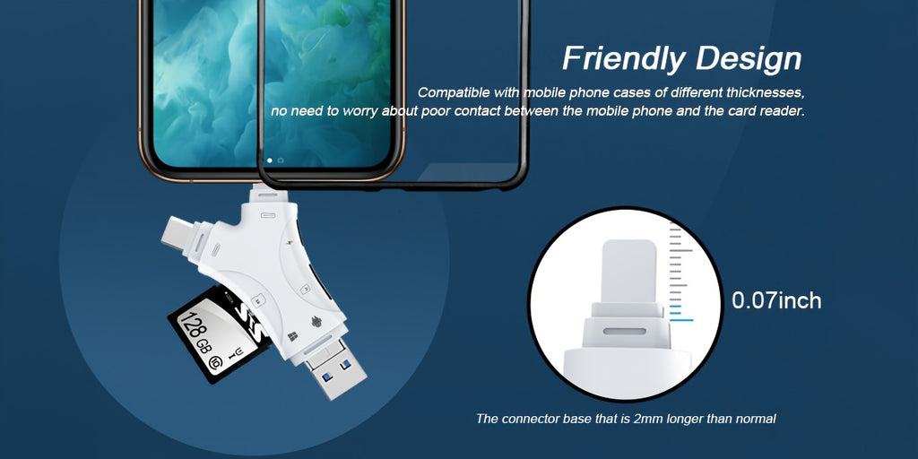SD Card Reader for iPhone, iPad, Android, Mac, Computer, Camera, 4 In1 Micro SD Card Reader Trail Camera Viewer, Portable Memory Card Reader SD Card Adapter for SD And TF Cards