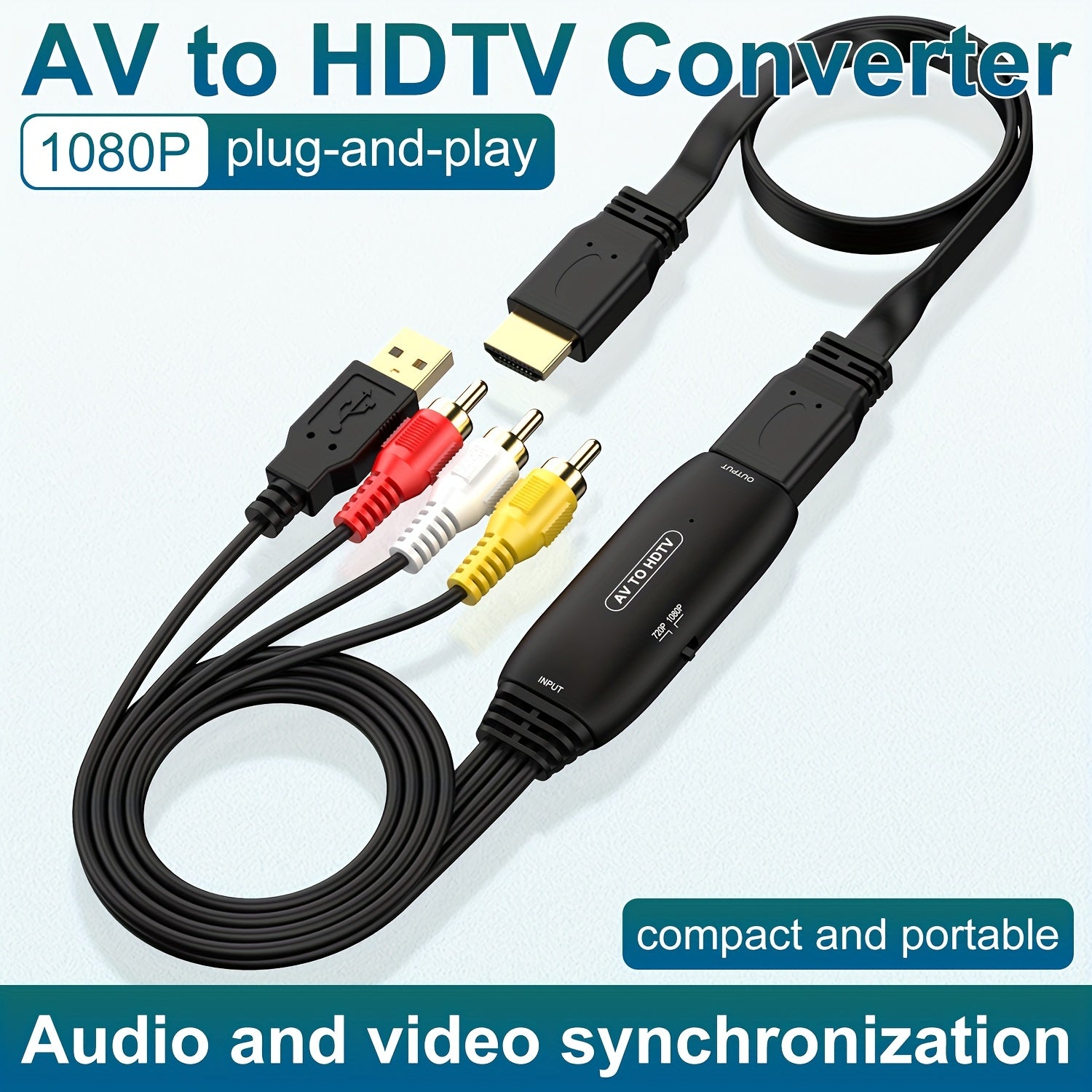 HDTV Converter with USB Power - RCA to HDTV Connector for DVD, VHS, PS3 & More - Supports 1080P Output, Matte Finish
