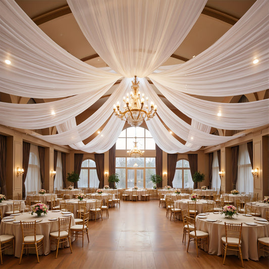 6pcs, Chiffon Ceiling Drapes for Wedding Ceiling Drapes Streamers 63inx118in Wedding Arch Draping Fabric Sheer Curtains Polyester Drapery Draping Wedding Ceremony Arch Party Stage Photography Decorations for Party Ceremony Stage Swag