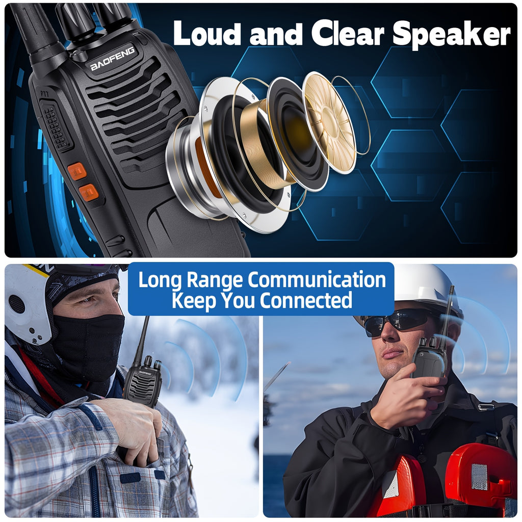 [Walkie Talkies for Camping] Baofeng Long Range Walkie Talkies for Adults With Earpieces, 16 Channel Rechargeable Handheld Two Way Radio Walky Talky With Flashlight VOX for Adventure Family Camping Hiking Skiing Cruise (1/2/4/6/8/10 Pack)