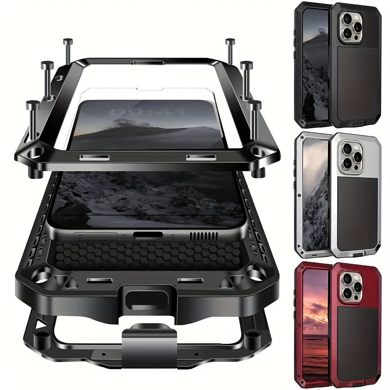 It Is Suitable For Apple Series Heavy Metal Anti-drop Protective Case, Built-in Glass Screen Protector, Dustproof And Shockproof, Sturdy And Durable.
