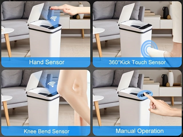 Automatic Bathroom Trash Can with Lid, 2pcs 2.8 Gallon Touchless Garbage Can, Small Motion Sensor Smart Trash Can, Slim Trash Bin for Bedroom, Bathroom, Office, Living Room