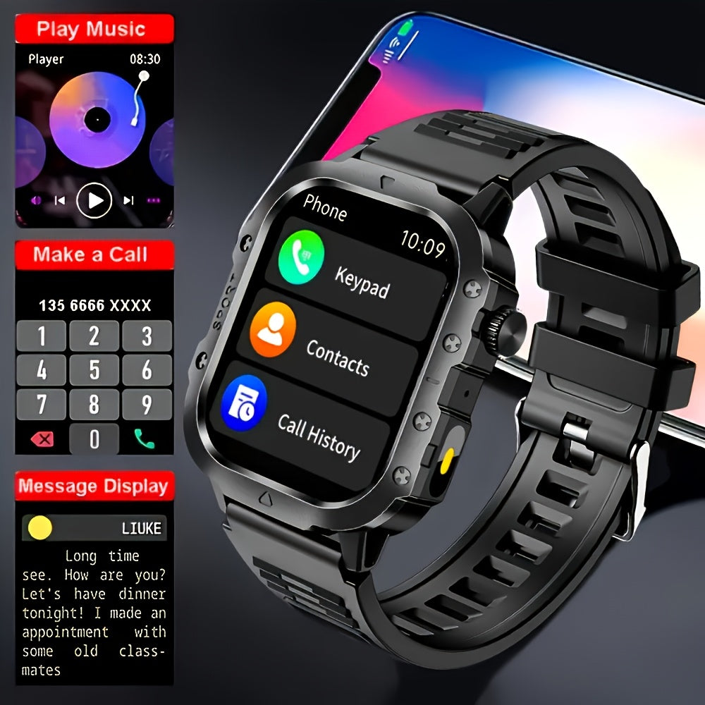 Large-Screen Smartwatch Compatible for iPhone & Android, Wireless Smartwatch with Wireless Calling/SMS, Fitness Tracker, Remote Camera Control, USB Rechargeable Smartwatch Suitable for Men & Women, Clear Display, Modern Design for Travel Gift