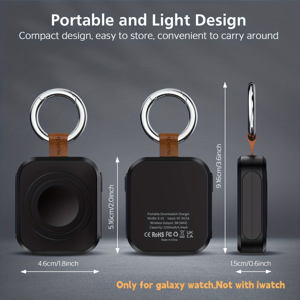 [Christmas Gifts] Portable Charger for Samsung Galaxy Watch 7 Ultra, 1200mAh Wireless Fast Charging Power Bank, Compact Travel Charger for Samsung Galaxy Watch 7/Ultra/6/ Classic/5/Pro/4/3/2/1 for Men Women with Keychain Christmas Gifts