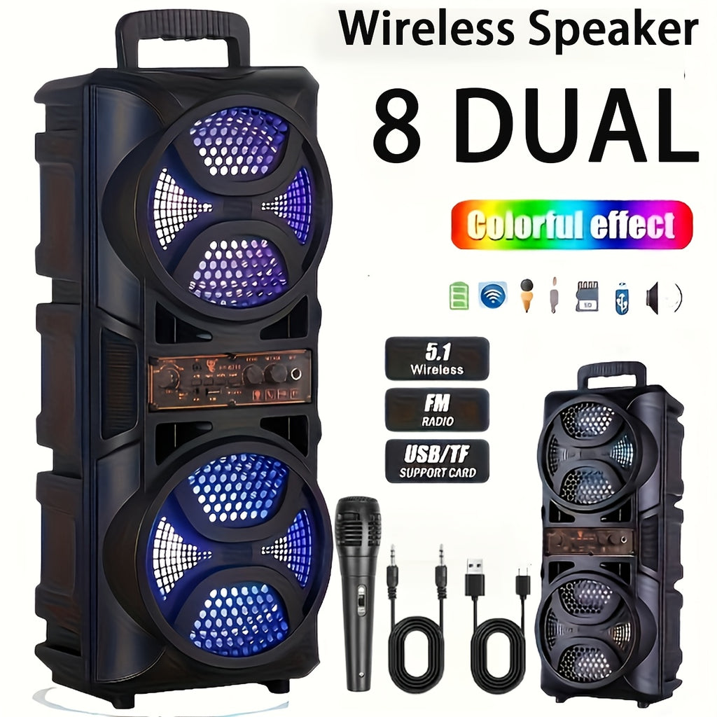 1200W Polk-Level Sound Portable PA Bluetooth Speaker with LED Lights, Wired Microphone Included, Rechargeable Wireless Speaker, Support AUX, USB, FM for Party, Outdoor & Holiday Gift