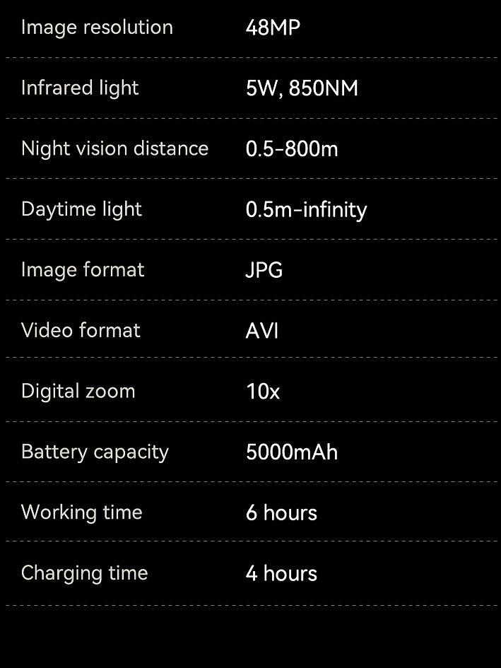 INSKAM 4K Ultra HD Night Vision Binoculars with 4.5” Large Screen & 10X Digital Zoom - Night Vision with 5000mAh Battery- for Night Observation, Compatible for Camping, Hunting, Security - USB Charging, Ideal for s &