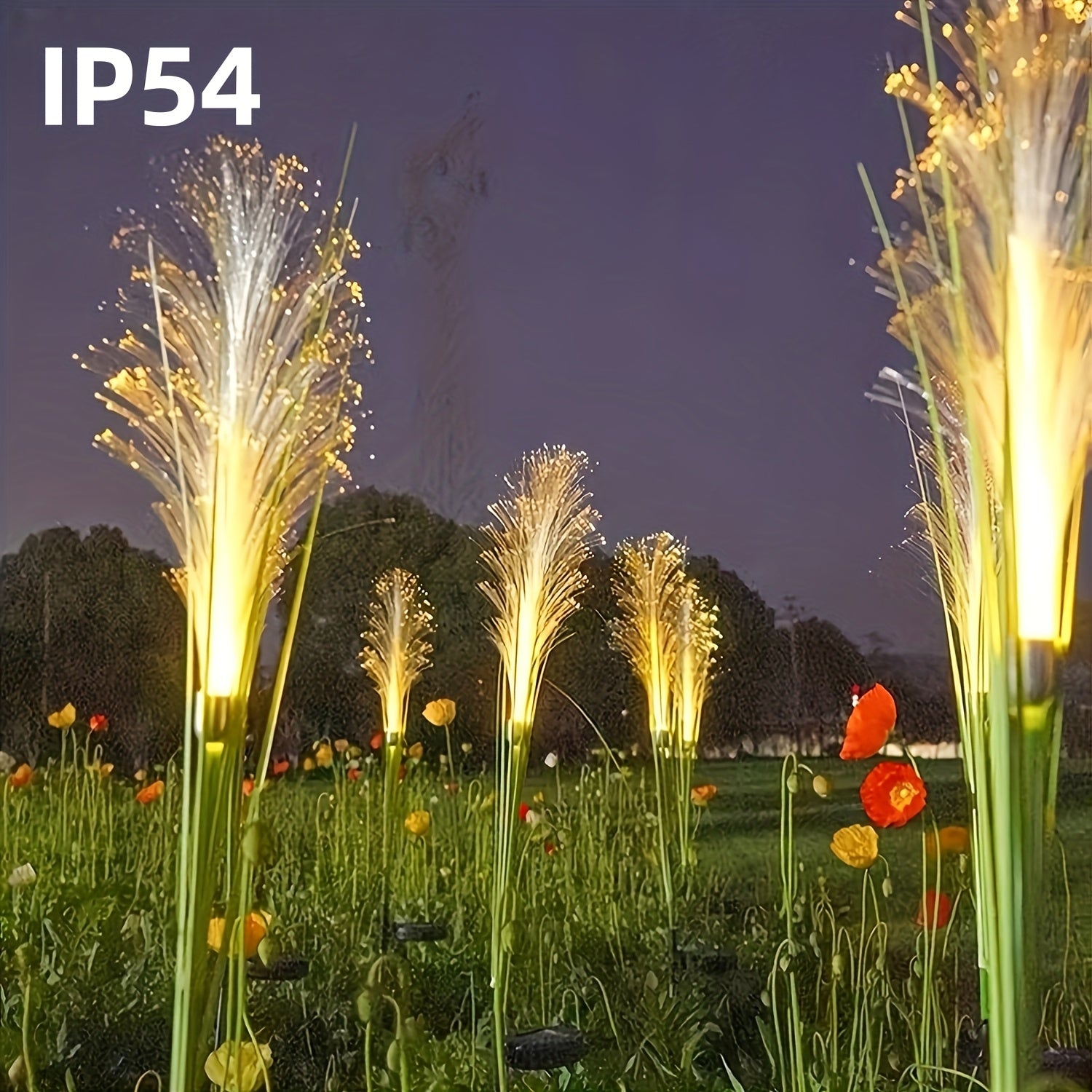 Solar-Powered Golden Grass Garden Lights - Energy-Efficient Outdoor Decor for Yards, Patios, And Balconies (1pc/2pcs), Solar Charged Nickel Battery, Plastic Fixture with Semi Flush Mount, Outdoor Lighting | Golden Grass Effect | Durable Outdoor Ligh