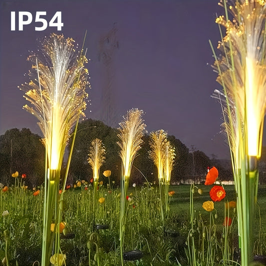Solar-Powered Golden Grass Garden Lights - Energy-Efficient Outdoor Decor for Yards, Patios, And Balconies (1pc/2pcs), Solar Charged Nickel Battery, Plastic Fixture with Semi Flush Mount, Outdoor Lighting | Golden Grass Effect | Durable Outdoor Ligh
