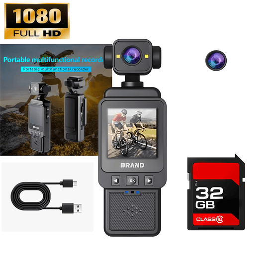 Compact 10180P Action Camera, Lightweight 150g VLOG Camera with 360-degree Rotating Lens, Wearable Pocket Camera for Vlogging and Action Photography, Compact Wearable Security Device, Rechargeable Camera