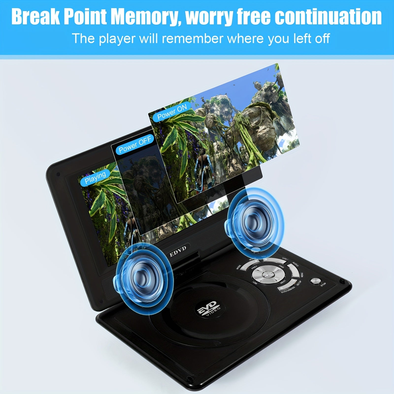 [Portable DVD Player] A Portable DVD Player with a 9-Inch Screen, Screen Resolution of 720 X 560, Rechargeable Playback, Suitable for The Elderly, Children, Traveling, Multiple Formats, No Regional Restrictions