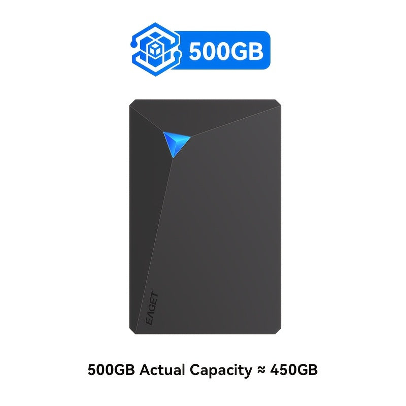 EAGET Mobile Hard Drive for PC, Mac, PS4, Xbox One - High Speed Transfer, Videos & Music Backup, NTFS File System, USB Connectivity, Compatible with Laptop