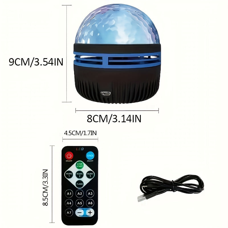 1pc Water Ripple Wave Projection Atmosphere Lamp | USB Powered 3D Dynamic Flow, Dreamy, Romantic Gift, Controlled by Remote Control with Rechargeable Batteries, Ideal for Home Theater, Ceiling Decoration, Camping, Wedding