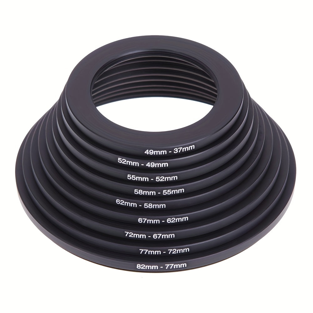 18pcs Set of Step-Up And Step-Down Lens Filter Adapter Rings for DSLR Camera Lenses, Ranging from 37Mm to 82Mm
