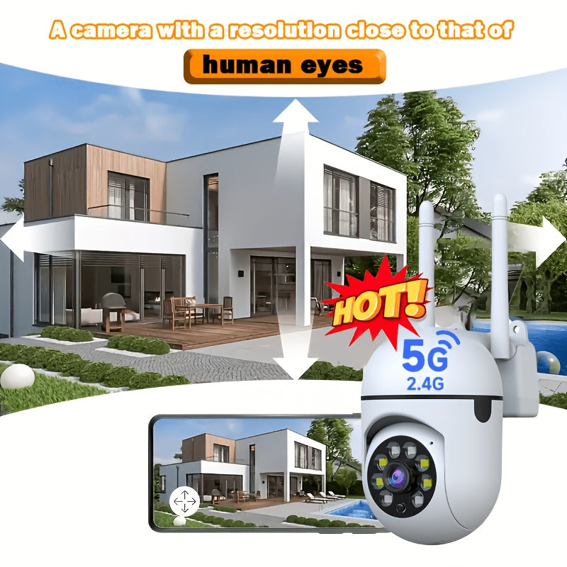 [Wireless Camera] 2pcs Wireless Camera, AI Motion Detection, Dual-Band Wifi, 355° Pan And Tilt, Video, Two-Way Audio, Full Color Night Vision, Cloud And SD Storage