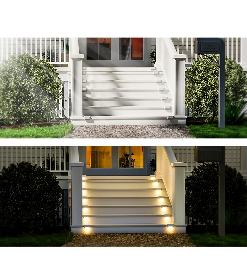 [Solar LED Roof Lights] Solar Deck Light 32pack/16pack/8pack Solar LED Roof Lights, Automatic Switch on and Off, 12-hour Lighting of Outdoor Stairs, 800mAh Fences and Passages, Warm White Light, Easy to Install, Very Suitable for Commercial Spaces Such as