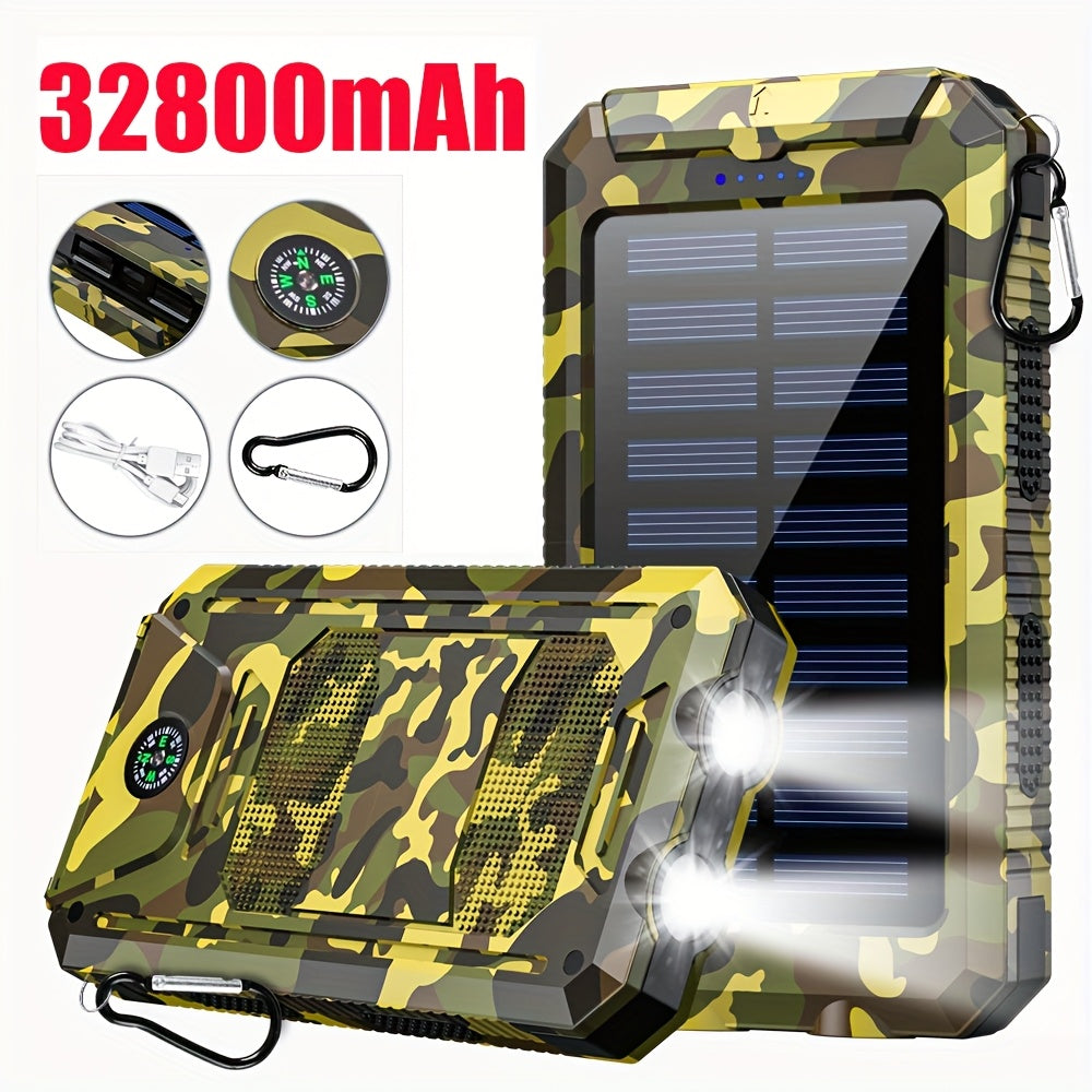 [Solar Power Bank] 32800/38800mAh Solar Power Bank Wireless Charger Built In 4 Cables 6 Outputs 15W Fast Charging Power Bank With Dual Flashlights -for Travel, And Camping External Backup Battery Pack, Emergency Backup For GPS, Flashlights, For IPhone 17/