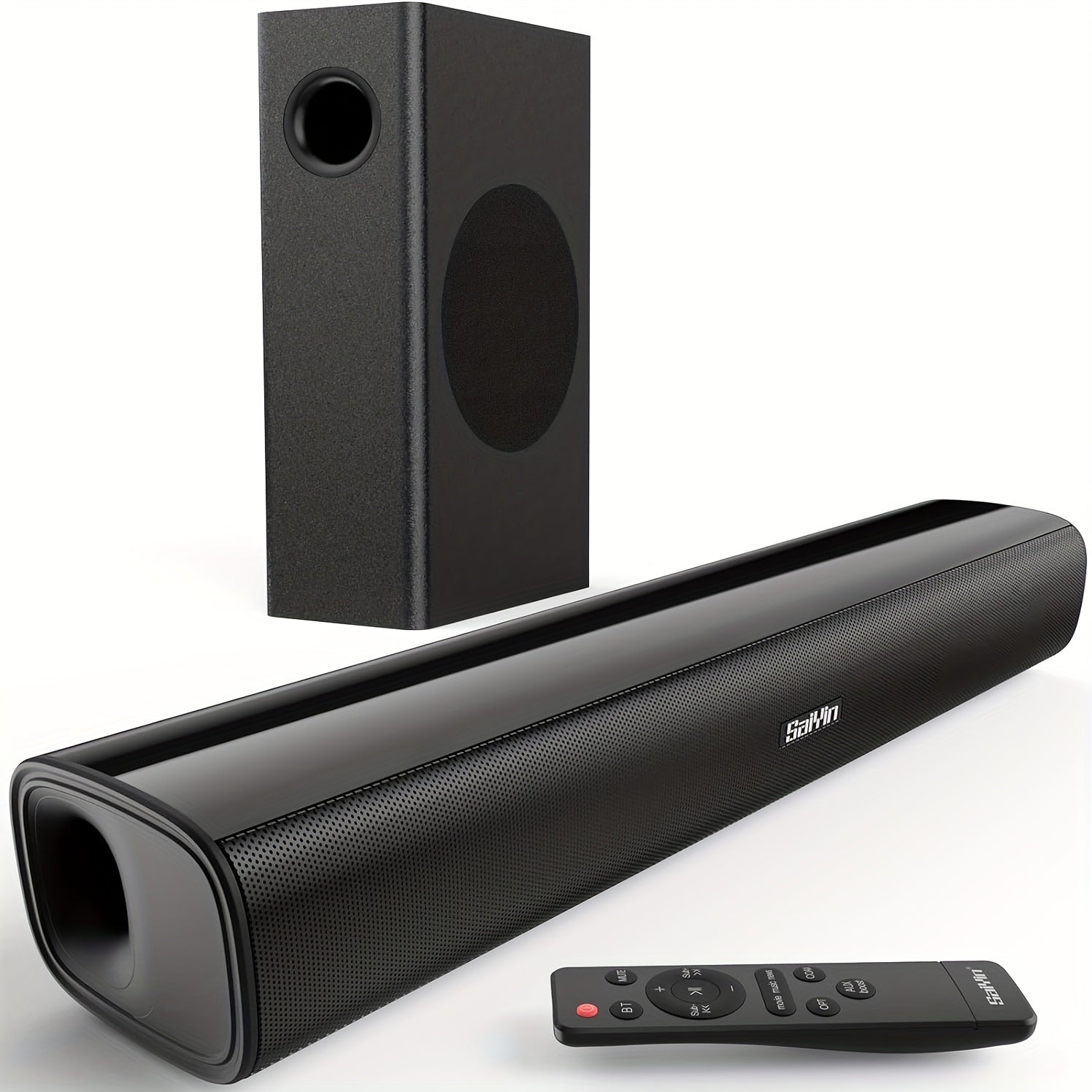 Saiyin 2.1 Channel Sound with Subwoofer Compatible for TV, PC, Gaming, Surround Sound System, Wireless/Wireless/Optical/AUX, Wall-Mountable Sound System with, Plug & Play for Theater, DVD, Computer Audio