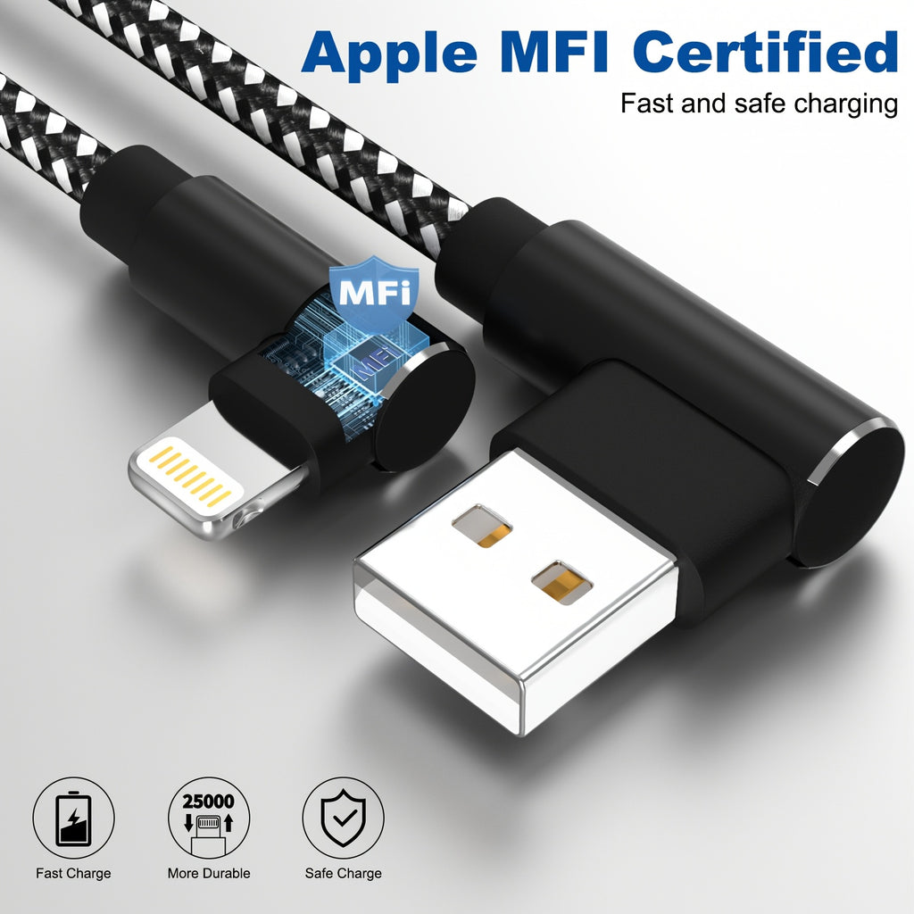 ForiPhone Charger, 3 Pack USB A to Lightning Cable MFi Certified ForIPhone Charger Cord Nylon Braided Compatible with ForIPhone 14/13/12/11 Pro Max/XS/XR/X/8/7/iPad (10ft)