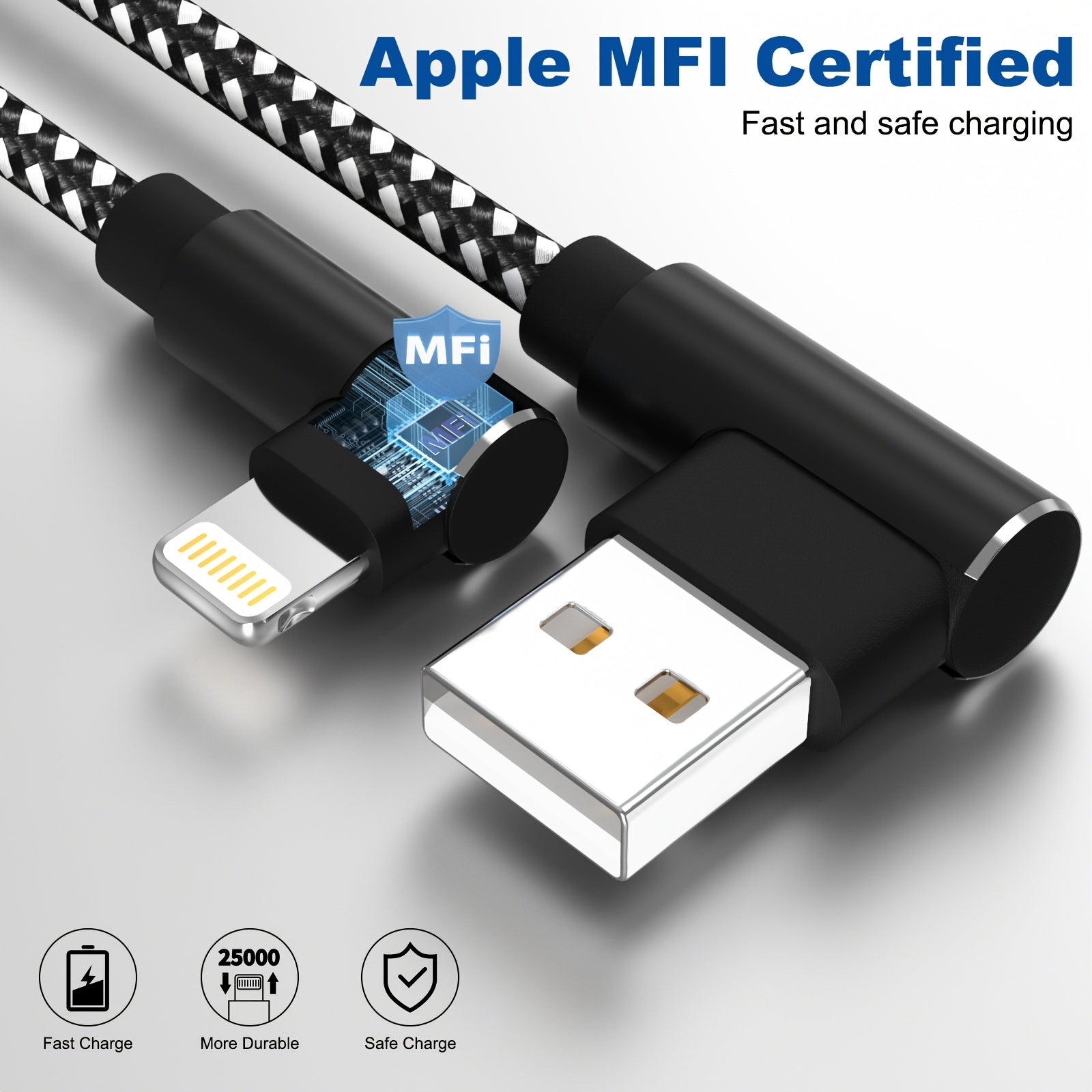 ForiPhone Charger, 3 Pack USB A to Lightning Cable MFi Certified ForIPhone Charger Cord Nylon Braided Compatible with ForIPhone 14/13/12/11 Pro Max/XS/XR/X/8/7/iPad (10ft)