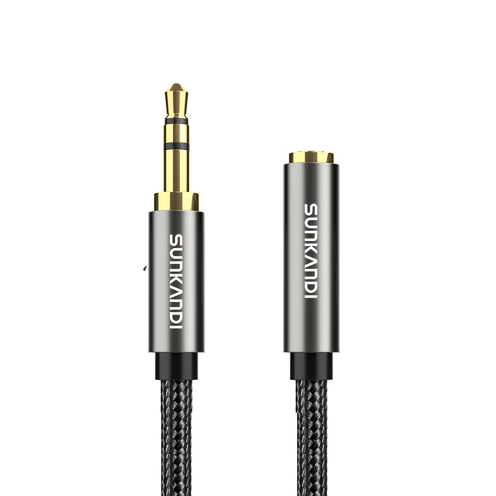 SUNKANDI 3.5Mm TRRS Headphone Extension Cable with Mic, Male to Female Stereo Audio Cable, Round Shape, Cat 5E, Floppy Connector, for Smartphones, Pcs, Tvs, Headphones, PS4, Car Audio, Speakers