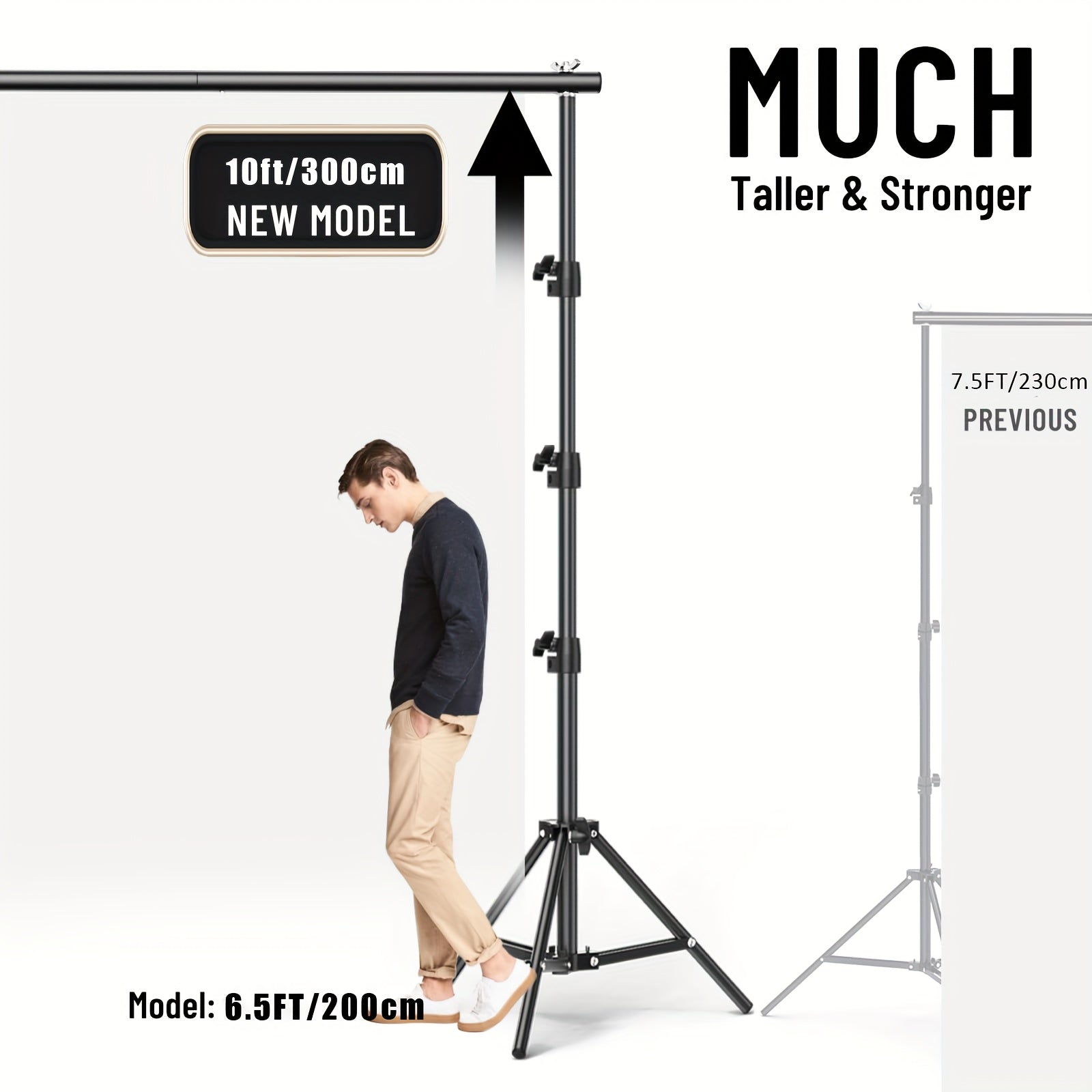 10X10ft/ 6.5X6.5ft Multi-size Adjustable Heavy Duty Backdrop Stand Kit - Sturdy Structure, Quick Setup for Weddings, Parties & Photo Studio