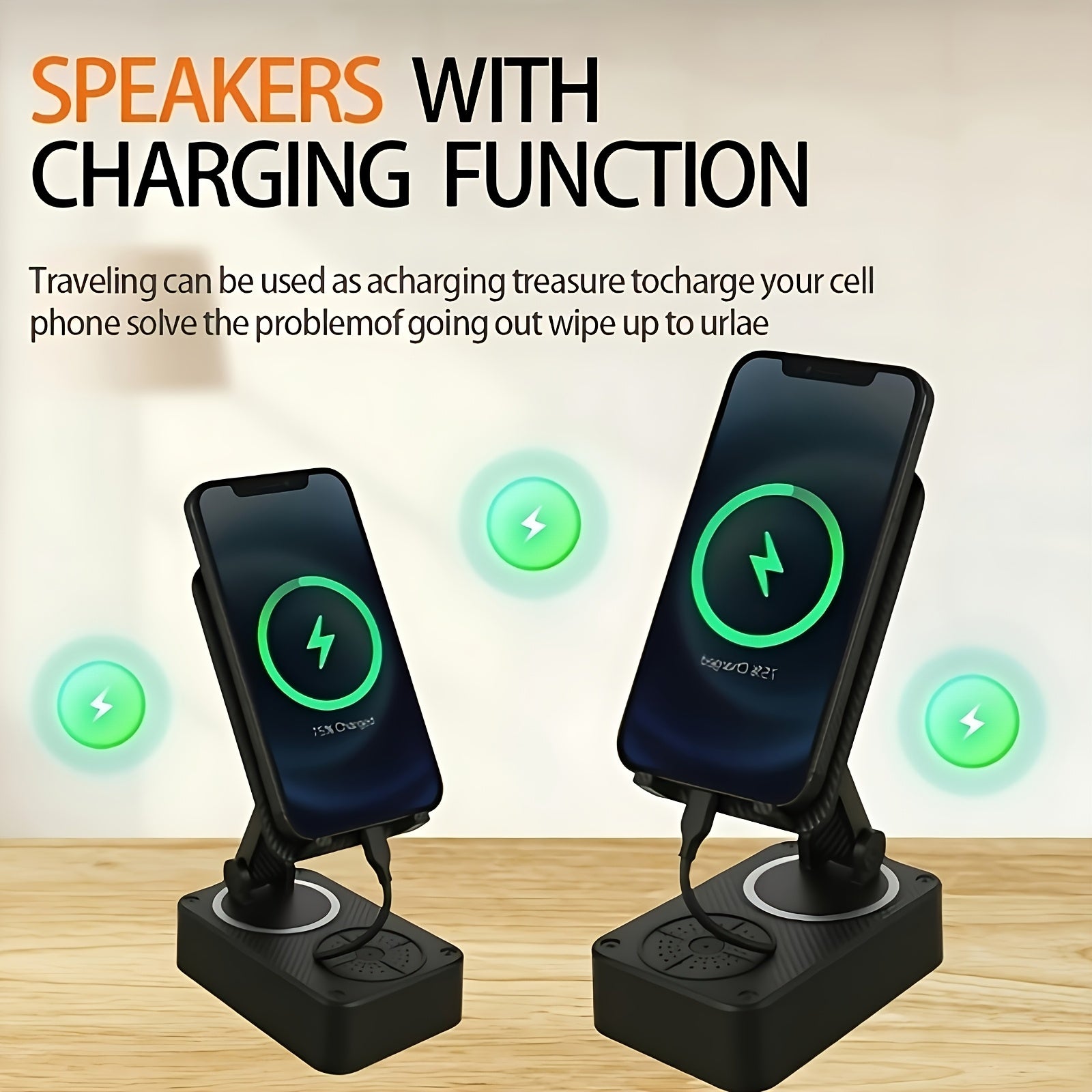 5 in 1 Mobile Device Holder with Wireless Speaker | 360° Adjustable Mount for Tablets And Smartphones, Portable Phone Stand with Base HD Surround Sound, Rechargeable for Emergencies - Tech Gadgets, Innovative Electronics