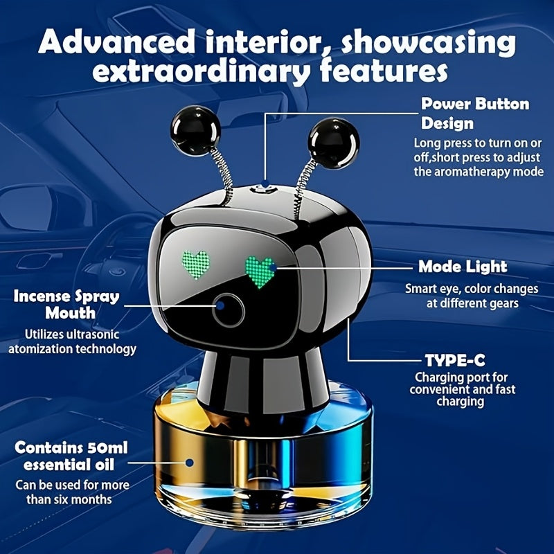 Smart Car Air Freshener, Artificial Intelligence Rechargeable Car Aromatherapy Diffuser, Equipped With Smart Eyes, Smart Car Aromatherapy With Four-level Adjustable Function, Is A Great Gift.