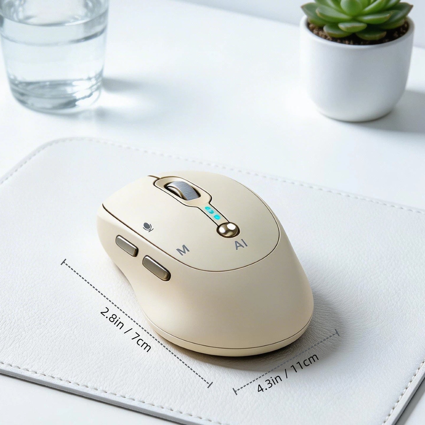 AI Smart Wireless Mouse - Includes AI Office Features at No Extra Cost, Voice-To-Text & Real-Time Translation, AI Writing & PPT Creation, Silent BT+2.4G Dual Mode, Rechargeable with Battery Display, Portable for PC, Laptop & Tablet