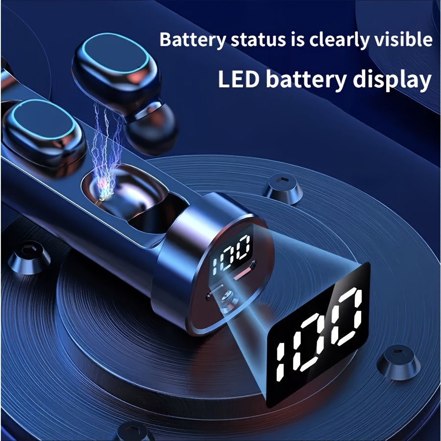 Briame TWS Wireless Earbuds - Completely Wireless Sports Headphones Featuring a Torchlight, High Definition Sound, Touch Controls, And Hands-Free Calling - Ideal for Gaming And Outdoor Use, Hi-Fi Sound Mini Earbuds with Microphone, Sports Headphones
