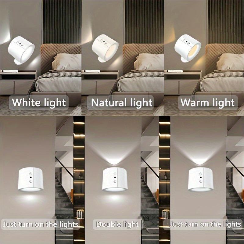 2-Pack GVTCO Modern LED Wall Sconce Smart Light, Innovative Decorative Strip Light with Remote Control, Room Bedside Wall Lamp, USB Rechargeable Touch 3-Level Dimmable Tri-Color Temperature Corridor Light, 360° Rotatable Magnetic Reading Light