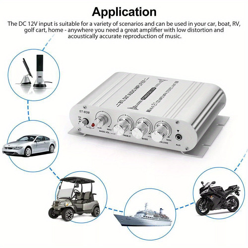 12V 400 Watt 2.1Channel Car Audio Stereo Amplifier Speaker Power Class A/ B Amp Material: Cast Iron