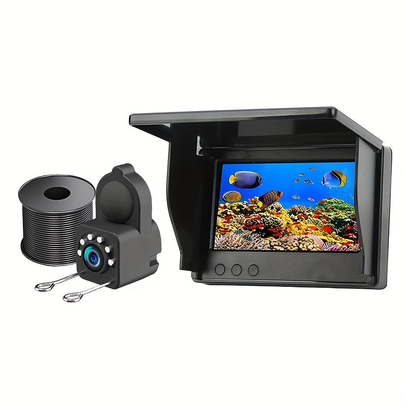 XHJ Upgraded Portable 4.3-Inch High Definition Underwater Fishing Camera with Triple Light Shielding And Night Vision, HD Camera And Bait Monitor, Complete Fishing Kit