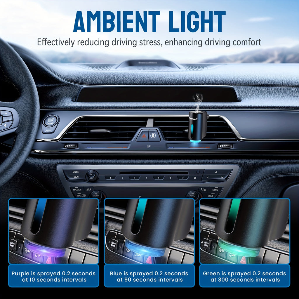 Smart Car Air Fresheners - 3*0.34oz Natural Essential Oil Lasts 45 Days, Portable Waterless Car Diffuser Air Freshener Car Aromatherapy Diffuser, Adjust Concentration Scent
