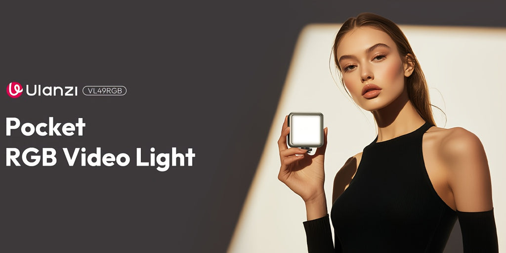 ULANZI VL49 RGB Video Light, 360° Full Color LED Camera Light Panel with 3 Cold Shoe Mount, 2000mAh Rechargeable, Dimmable Photography Lighting, Magnetic Attachment, for Portrait Studio Content Creation