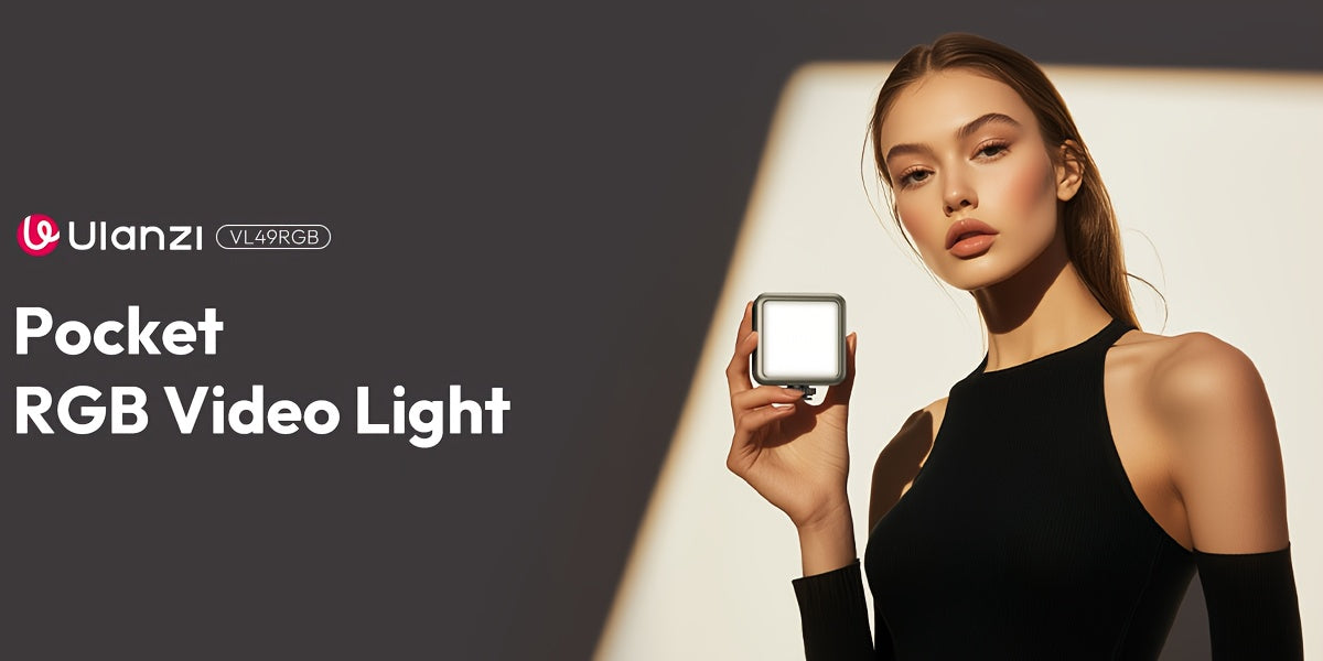 ULANZI VL49 RGB Video Light, 360° Full Color LED Camera Light Panel with 3 Cold Shoe Mount, 2000mAh Rechargeable, Dimmable Photography Lighting, Magnetic Attachment, for Portrait Studio Content Creation