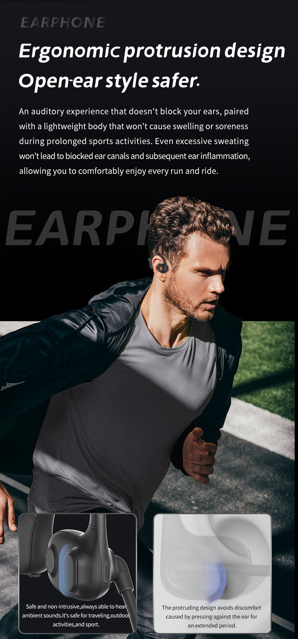 Open-air Conduction Earphones with Dual Microphones, Wireless Earphones with ENC Noise-canceling Microphones for Calls, Work, Driving, Online Meetings, Outdoor Cycling, 10-hour Playback Time, Business Earphones