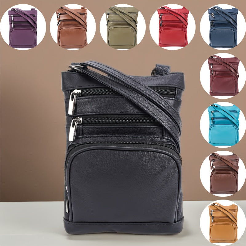 Genuine Leather Shoulder Bag, Super Soft First-layer Cow Leather Crossbody Bag, Multi-functional Smartphone And Computer Storage Bag, 3 Sizes And Many Colors