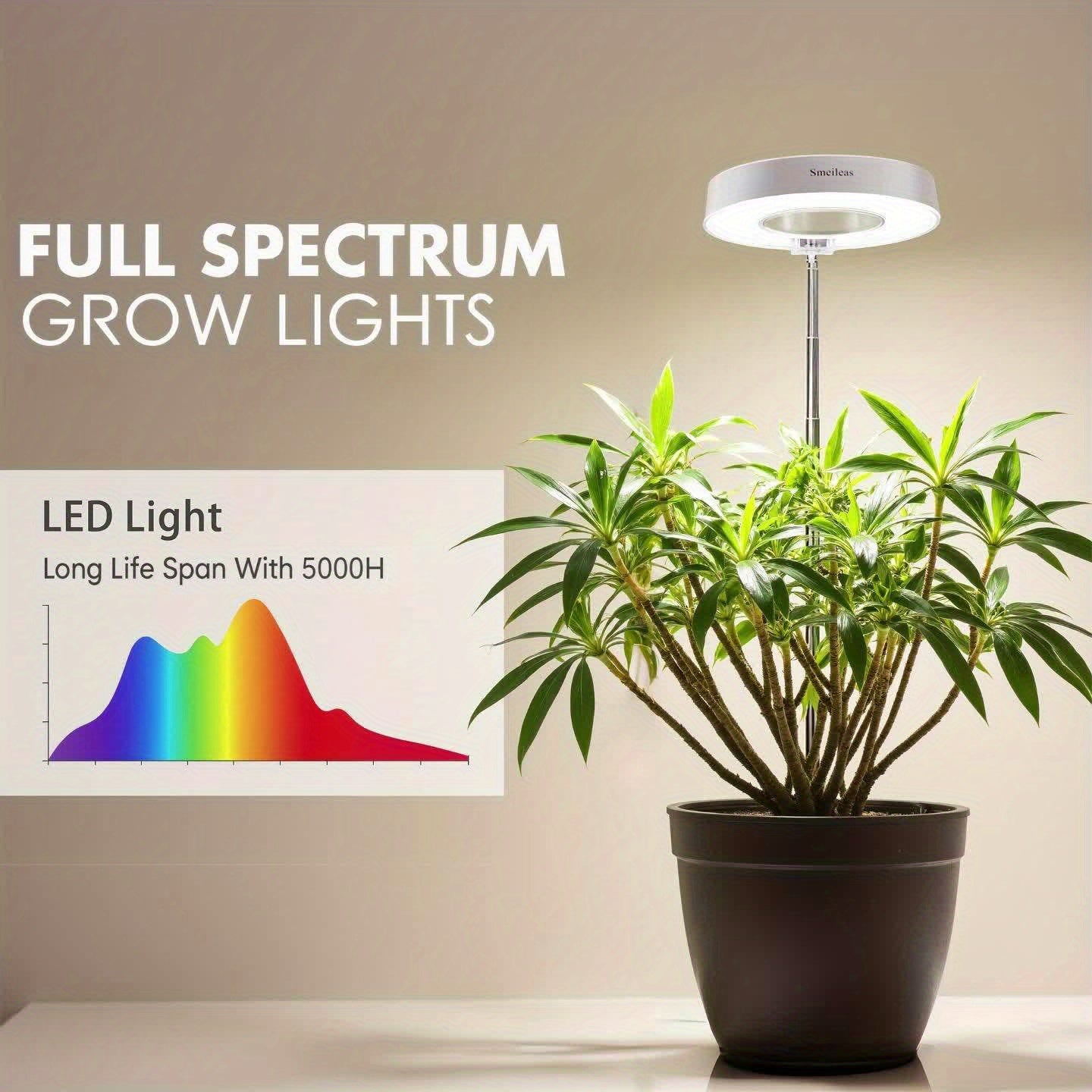 3pcs, Grow Lights for Indoor Plants Full Spectrum Smeileas LED Plant Light for Bedroom And Indoor Plants Growing, Full Spectrum Desk Growth Lamp with Smart Automatic 3/6/9H Timer for Garden Supplies And Chrismas Decorations, 4 Dimmable Levels, Height