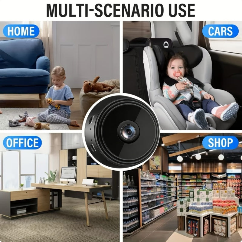 4pcs Wireless Surveillance Camera A9 with 150° Adjustable Rotation & Wide-Angle Lens - Night Vision & Motion Detection 2.4GHz WiFi APP Control Smart Security Camera for Home/Office/Pet/Baby Car Monitoring, Indoor Mini Compact Camera, Cloud/SD Storage