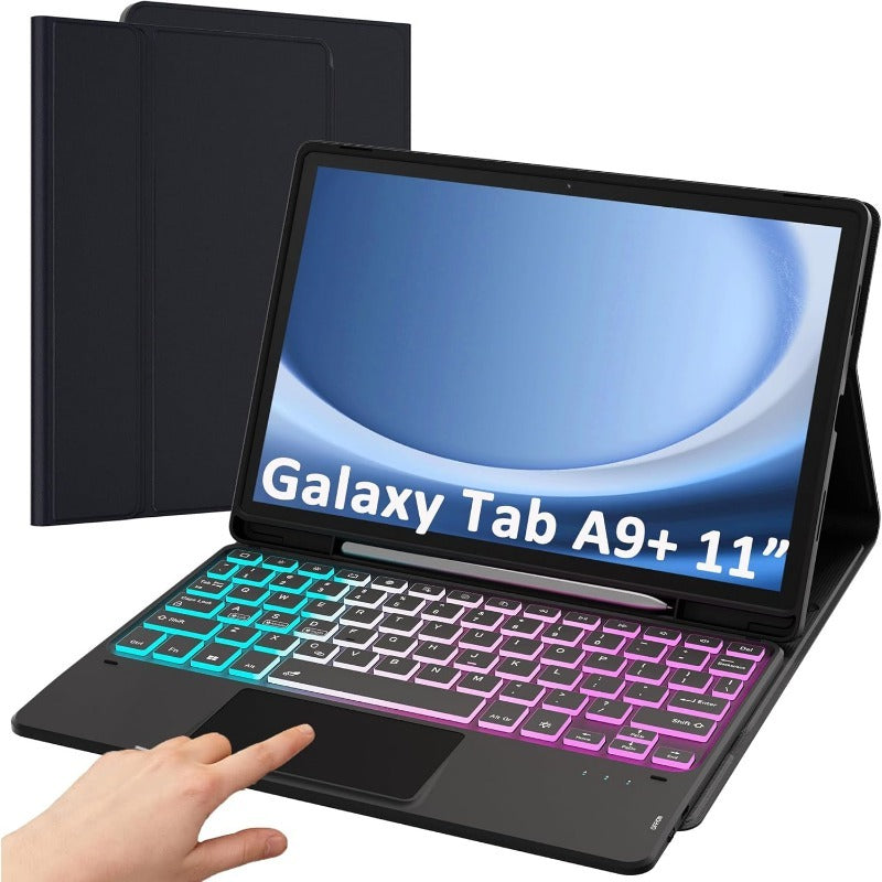 for Samsung Galaxy Tab A9 Plus 11 inch (SM-X210/X215/X216/X218) Tablet Case with DetachableUSB-C touch keyboard - Magnetic Cover, Pen Slot & Keyboard, USB, Compatible for iPad Air &macOS 6( not include tablets Only includes keyboard and tablet case)