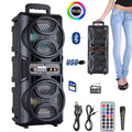 3000w Portable Wireless Bluetooth Speaker Sound System Party Dj karaoke Dual 6.5" Woofer Speaker Led Light With Microphone Rechargeable USB FM AUX TF TWS With a Pull Rod and Wheels Outdoor Speaker
