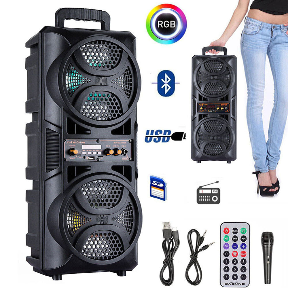 3000w Portable Wireless Bluetooth Speaker Sound System Party Dj karaoke Dual 6.5" Woofer Speaker Led Light With Microphone Rechargeable USB FM AUX TF TWS With a Pull Rod and Wheels Outdoor Speaker