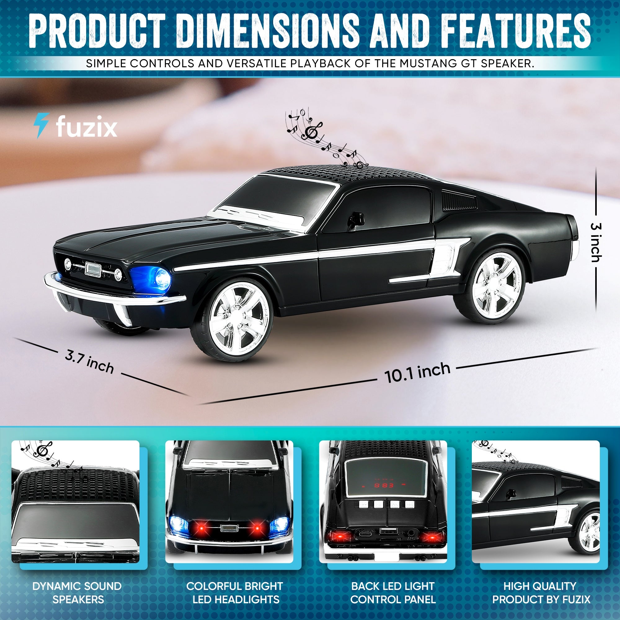Fuzix WS-1967 Car Bluetooth Speaker – Retro Replica Design with LED Lights, Wireless Stereo Sound, FM Radio, USB/TF/AUX Input, Multiple Playback Modes, Rechargeable Battery, Clear High-Quality Audio, Perfect for Home, Travel, Parties & Festival Gifts