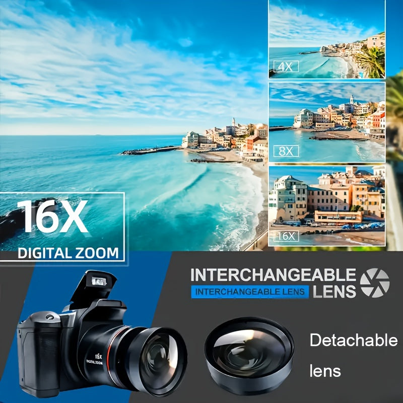 Gift for You! Digital Camera for Photography with 2.4 Inch LCD Screen, 16X Digital Zoom, 1080P Mini Vlog Camera with 9.88mm Wide-Angle Lens, Cool Stuff & Travel Essentials, Easy to Operate, Ideal Gift for Men Women