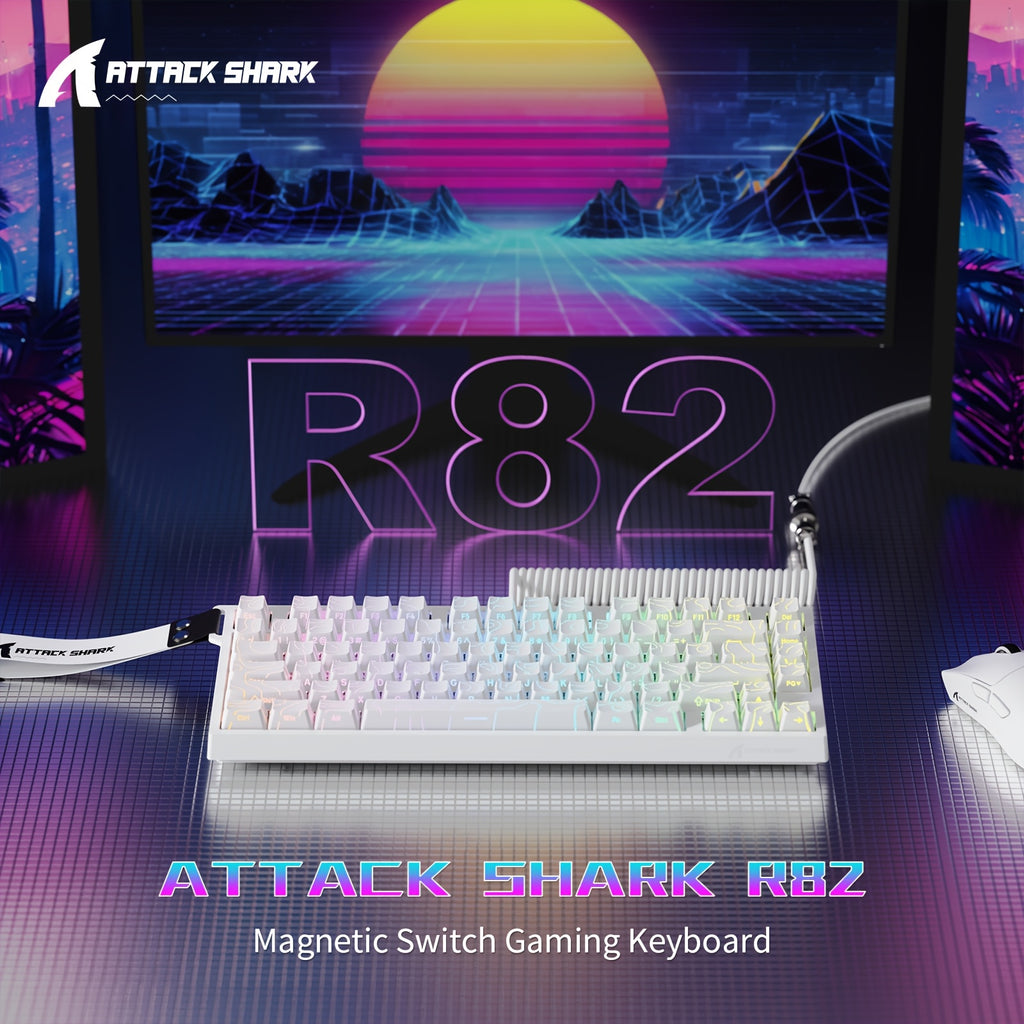 Attack Shark R82HE Wired 80-Key 0. 005mm RT Precision Rapid-Fire Mechanical Gaming Keyboard, 8K Polling Rate, 256K Scan Rate, 5-Layer Sound Isolation, Hot-Swappable, PBT Keycaps, Hall Effect Magnetic Switches, Suitable for PC and Mac