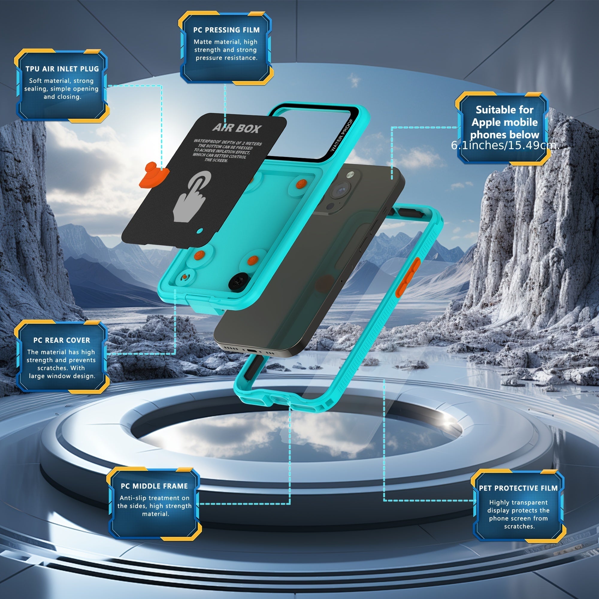 Phone Case - Outdoor Sports Swimming Surfing Underwater Photography Multifunctional 360-Degree Fully Enclosed Universal Shockproof And Dustproof IP68 Phone Case Suitable for Iphone 16/15/15 Pro/14/14 Pro/13/13 Pro/12/12 Pro