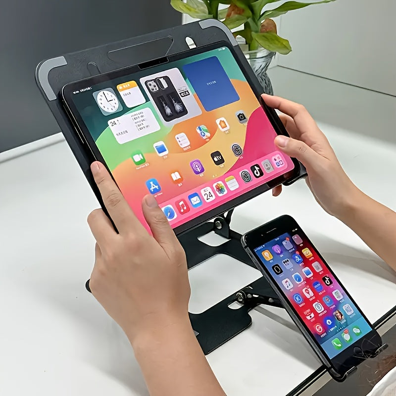 Laptop Stand, 2-in-1 Computer And Mobile Phone Stand, Adjustable, Computer Stand - Ergonomic, Suitable for Office And Home Use, Folding Design, Heat Dissipation, Suitable for 10-16-inch Laptops.