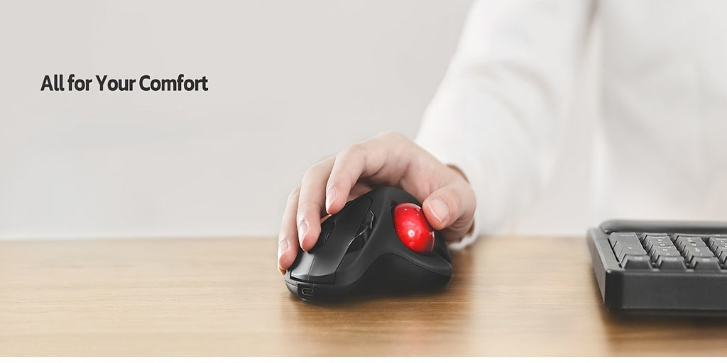 Wireless Trackball Mouse, Rechargeable Ergonomic, Easy Thumb Control, Precise & Smooth Tracking, 3 Device Connection (Wireless Or USB Receiver), Compatible For PC, Laptop, Mac, Windows