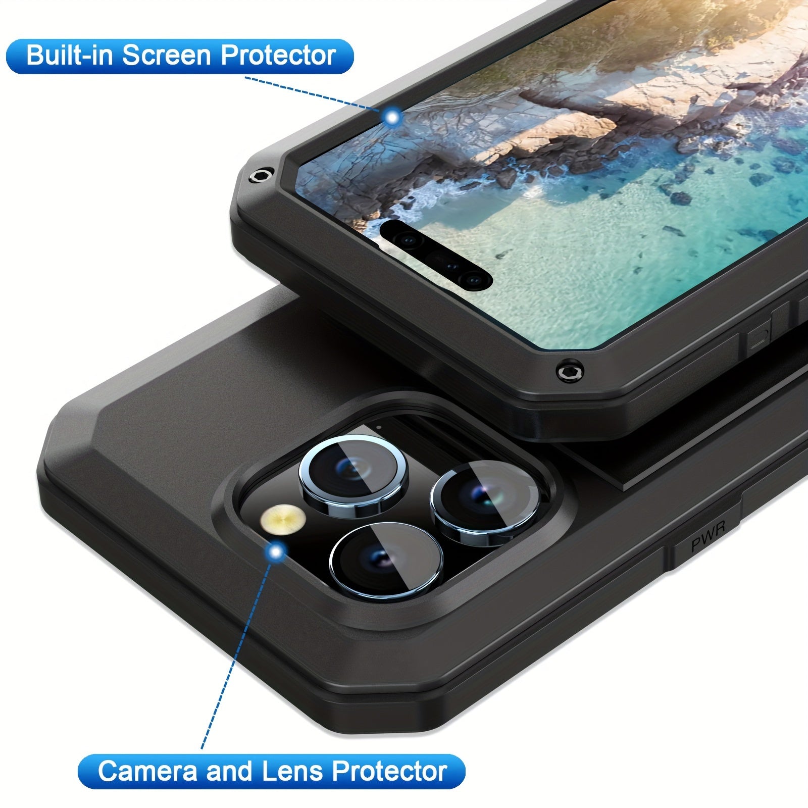 Phone Case - Suitable for Samsung S23Ultra/S24Ultra Heavy Metal Drop Protection Case, Built-In Glass Screen Protector, Dustproof And Shockproof Rugged And Durable