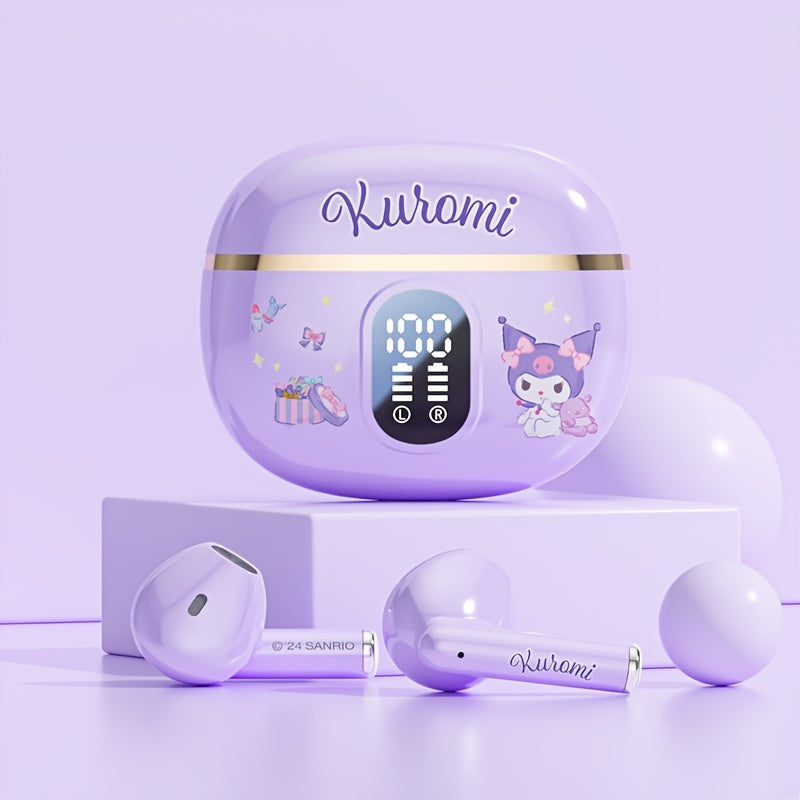 Sanrio Hellokitty Kuromi Cinnamoroll Wireless Bluetooth Earphones 3 Different Styles Available Cute Design Power Display Gaming Earplugs Unique Style Easy to Carry Smart Call Daily Exercise Outdoors to Study Holiday Gifts Or Attractive Birthday Gifts